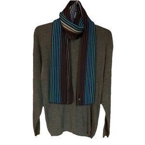 PrAna Striped Knit Scarf Men’s Warm Cozy Winter Outdoors Teal/Brown Unisex *Note